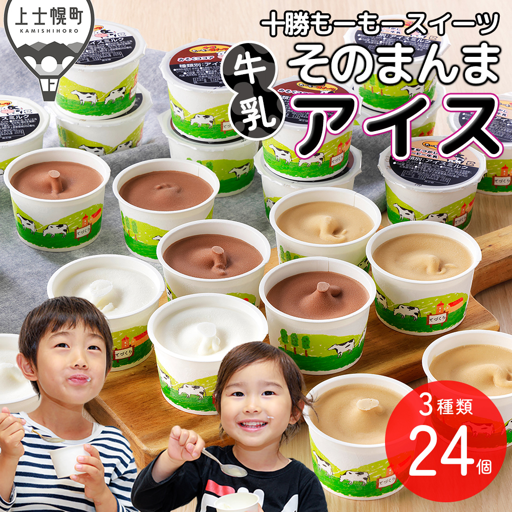 十勝もーもースイーツ　牛乳そのまんまアイス3種セット＜80ml×24個＞