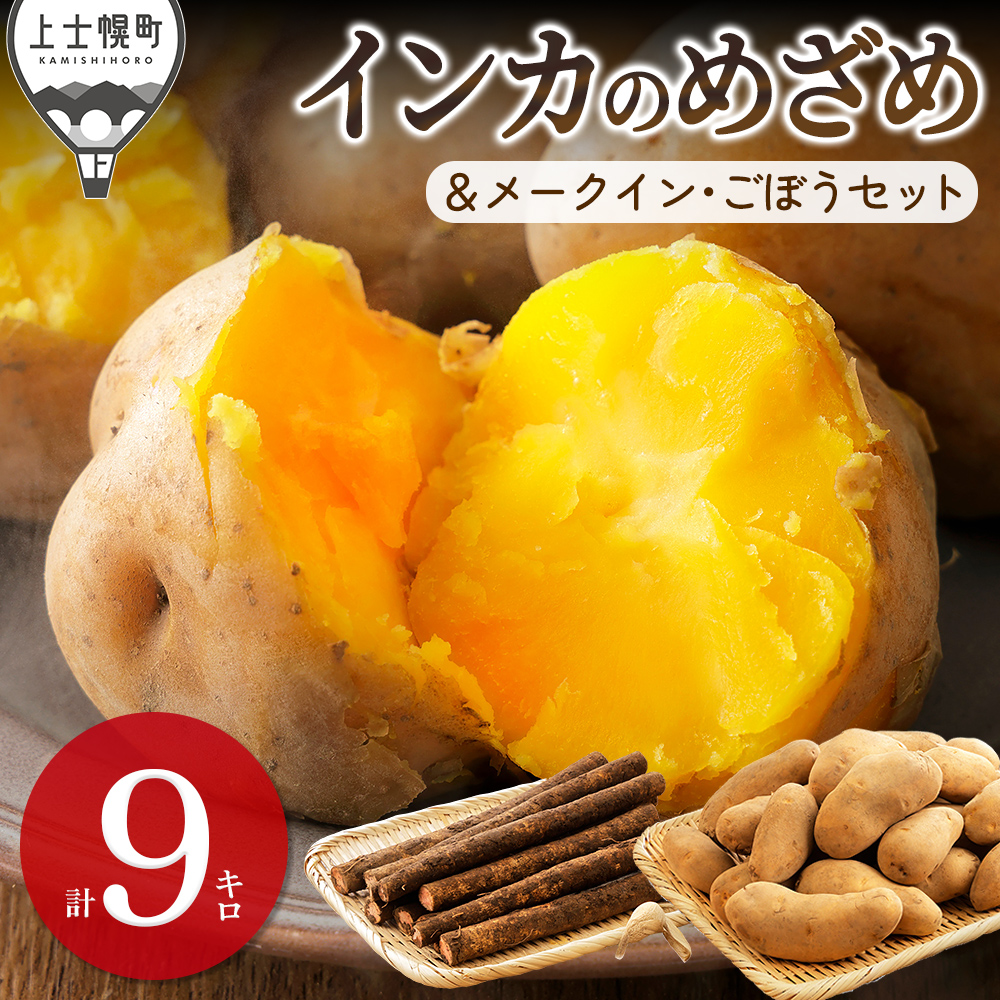 北海道産越冬インカのめざめ・メークインとごぼうセット＜計9kg＞　◆2027年02月配送