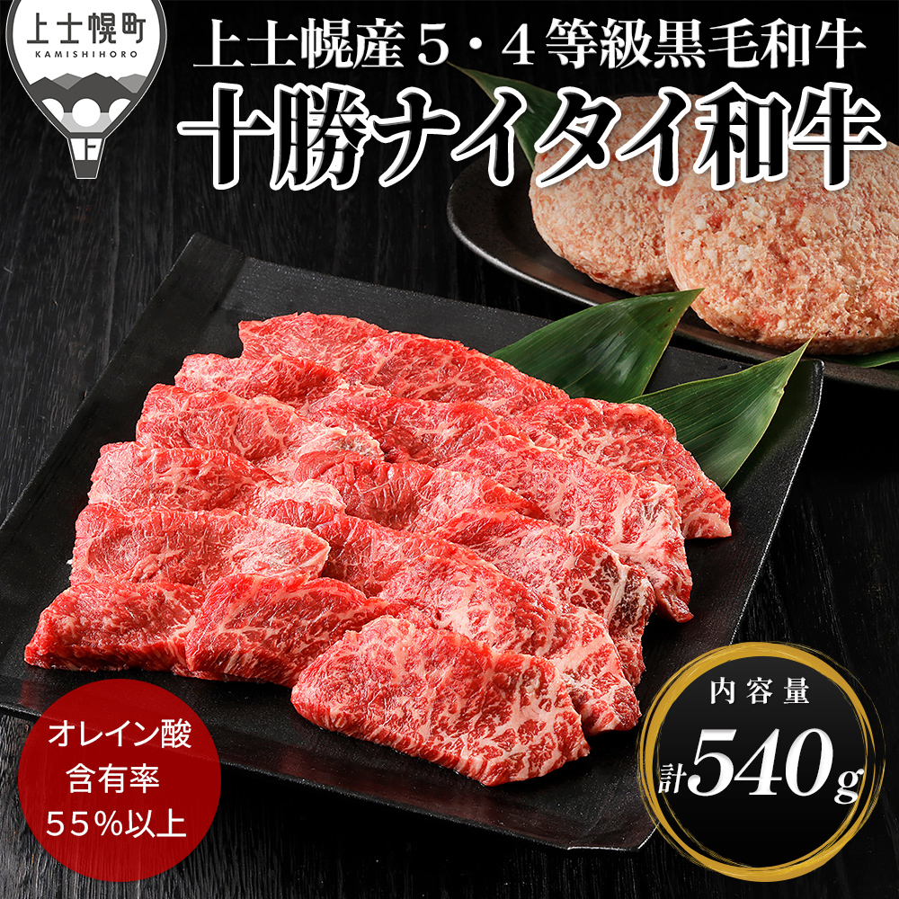 十勝ナイタイ和牛 モモ焼肉とハンバーグセット<計540g>